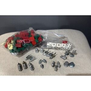 Lot of‎ 21 Monopoly Metal Game Token Movers Pieces,Houses Hotels & Dice